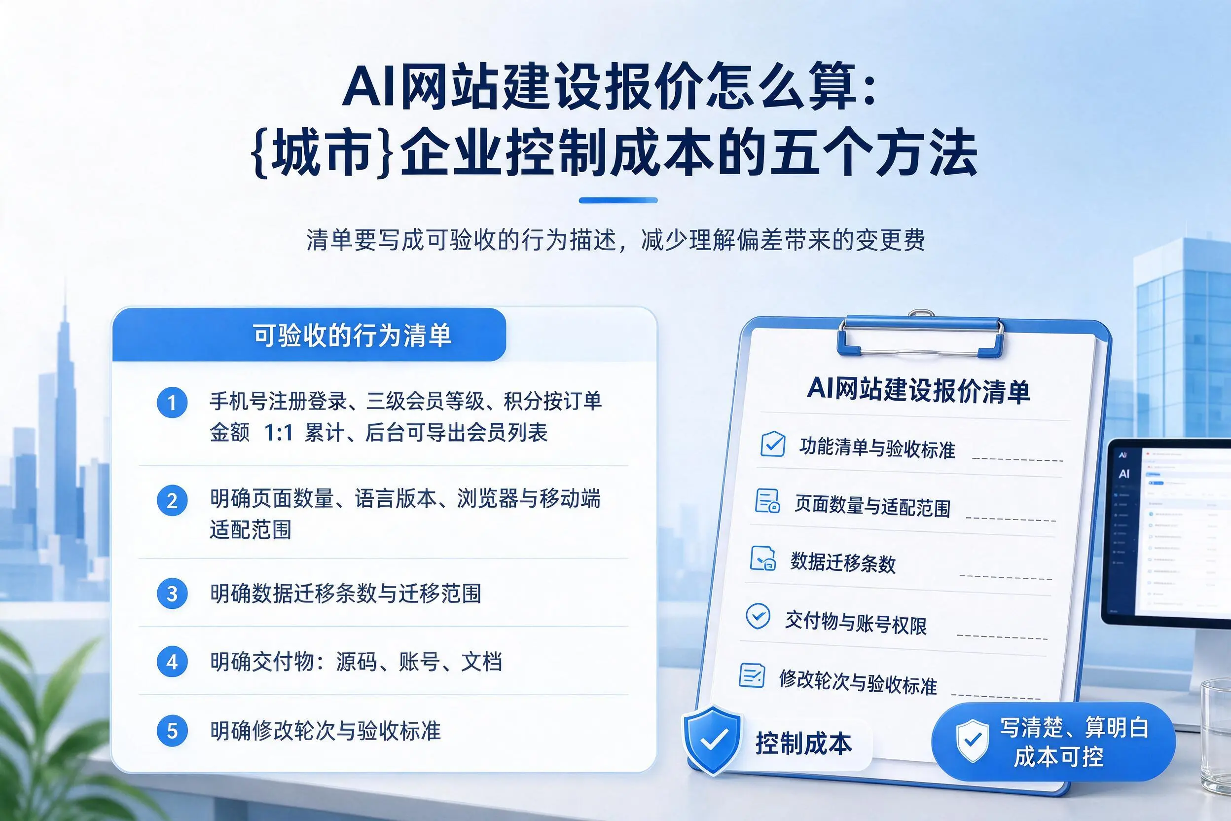 AI网站建设报价怎么算:清远企业控制成本的五个方法
